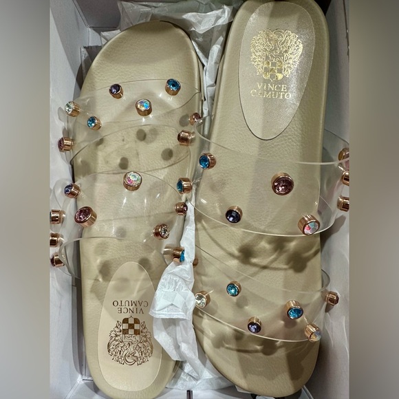 Vince Camuto Shoes - VINCE CAMUTO Clear Strap Women's Partha Sandals Faux Gems 10M Special Occasion‎